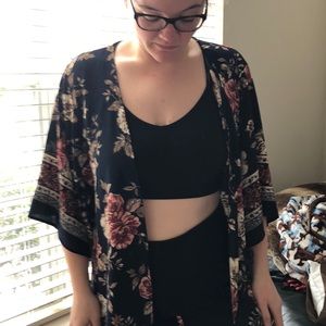 Navy floral kimono